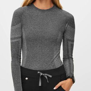 Figs Salta Seamless Longsleeve Underscrub, XS, Graphite.